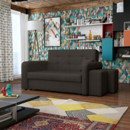 Viva Home Ii Sofa Bed With 2 Ottomans For Living Room Chipboard Polyurethane Foam Metal Legs 158Cm Wide Brown Right - thumbnail 1
