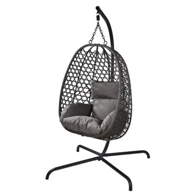 Jack Stonehouse Jsh Rattan Patio Egg Chair With Cushions Dark Grey Outdoor Living Hanging Garden Swing - image 1