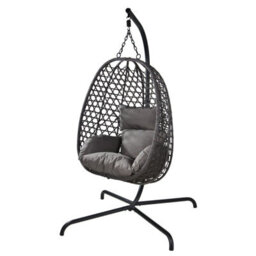 Jack Stonehouse Jsh Rattan Patio Egg Chair With Cushions Dark Grey Outdoor Living Hanging Garden Swing - thumbnail 1