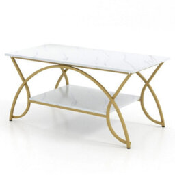 2 Tier Modern Coffee Table Rectangular Table With Storage Shelf - thumbnail 6