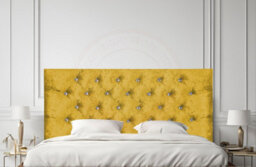 "COOL BED Gold Crushed Velvet 4Ft - Small Double 20"" Chesterfield Headboard" - thumbnail 1