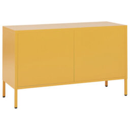 Wyld And Coco 2-Door Yellow Steel Industrial Sideboard For Home Office, W100 X D40 X H65Cm - thumbnail 5