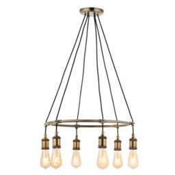 Luminosa Lighting Luminosa Hal Plate Pendant Ceiling Lamp, Antique Brass Plate - thumbnail 1