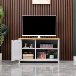 Furniturehmd Wooden Tv Cabinet Cupboard Entertainment Unit Tv Stand With Storage Shelves And 1 Door For Living Room - thumbnail 4