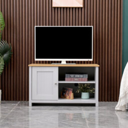Furniturehmd Wooden Tv Cabinet Cupboard Entertainment Unit Tv Stand With Storage Shelves And 1 Door For Living Room - thumbnail 1