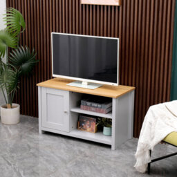 Furniturehmd Wooden Tv Cabinet Cupboard Entertainment Unit Tv Stand With Storage Shelves And 1 Door For Living Room - thumbnail 3