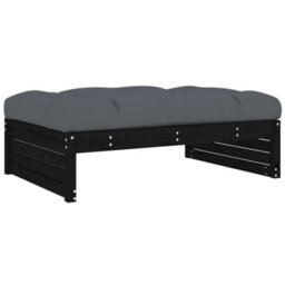 Berkfield Garden Footstool Black 120X80 Cm Solid Wood Pine - thumbnail 2