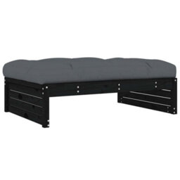 Berkfield Garden Footstool Black 120X80 Cm Solid Wood Pine - thumbnail 6