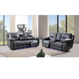 Sara  Electric Leather 3+2 Seater Sofa Set Suite Black - thumbnail 2