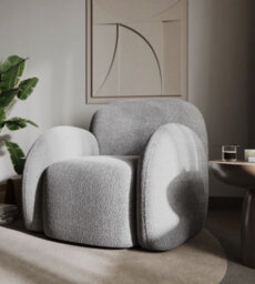 Stratus Interiors Zen Boucle Chair Teddy Accent Chair In Cream And Grey - Cream Boucle - Doorstep Delivery Only No Assembly - thumbnail 3