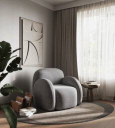 Stratus Interiors Zen Boucle Chair Teddy Accent Chair In Cream And Grey - Cream Boucle - Doorstep Delivery Only No Assembly - thumbnail 4
