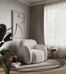Stratus Interiors Zen Boucle Chair Teddy Accent Chair In Cream And Grey - Cream Boucle - Doorstep Delivery Only No Assembly - thumbnail 5