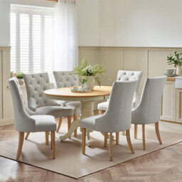 Furniturebox Uk Padstow Cream Wooden Extending Dining Table & 6 Belgravia Chairs