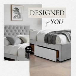 Silver Plush 6Ft Super King Size Bed With Matttress  2 Storage Drawers And 20 Inch Chesterfield Headboard - thumbnail 2