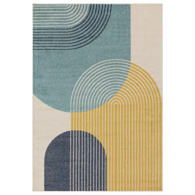 Blue Funky Modern Easy To Clean Abstract Rug For Dining Room -160Cm X 230Cm - image 1