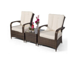 Giardino Arizona 2 Seat Garden Lounge Chair Set - Brown - thumbnail 6
