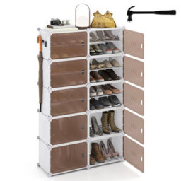 Gainoom Shoe Rack 10 Tier Shoe Storage Cabinet 40 Pair Plastic Shoe Organizer W/ Removable Shelves