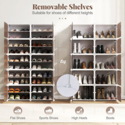 Gainoom Shoe Rack 10 Tier Shoe Storage Cabinet 40 Pair Plastic Shoe Organizer W/ Removable Shelves - thumbnail 5