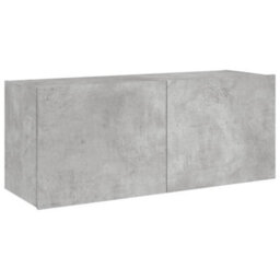 Berkfield Tv Wall Cabinet With Led Lights Concrete Grey 100X35X41 Cm - thumbnail 3