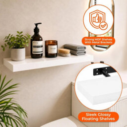 High Gloss White Floating Wall Shelf 60Cm - thumbnail 4
