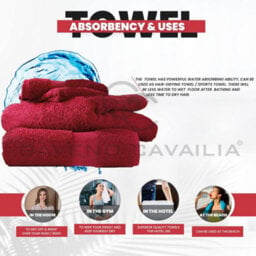 Gc Gaveno Cavailia 2Pk Miami Bath Sheet 90X140 Wine 700 Gsm Quick Drying & Super Absorbent Bath Sheet Set - thumbnail 4
