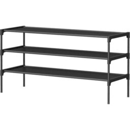 Freestanding 3-Tier Shoe Organiser, Metal Shoe Rack With Fabric Shelves For Entryway And Hallway, Ink Black - thumbnail 6