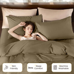 Aspire Homeware Beige Duvet Cover Set, Soft Microfiber & Reversible, King (L)220Cm X (W)230Cm - thumbnail 4