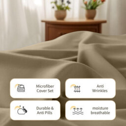 Aspire Homeware Beige Duvet Cover Set, Soft Microfiber & Reversible, King (L)220Cm X (W)230Cm - thumbnail 3