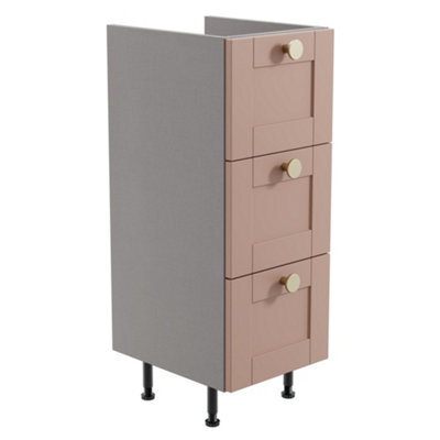 Ashford Matt Dusty Pink Shaker Freestanding Bathroom & Wet Room 3 Drawer Base Unit (W)295mm (H)820mm - image 1
