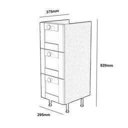 Ashford Matt Dusty Pink Shaker Freestanding Bathroom & Wet Room 3 Drawer Base Unit (W)295mm (H)820mm - thumbnail 5