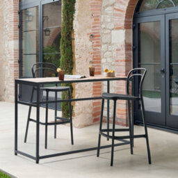 Wyld And Coco Nova Home Set Of 2 Black Polypropylene Bar Chairs, Weather-Resistant, Stackable - thumbnail 2