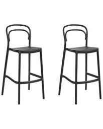 Wyld And Coco Nova Home Set Of 2 Black Polypropylene Bar Chairs, Weather-Resistant, Stackable - thumbnail 3