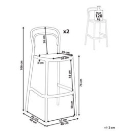 Wyld And Coco Nova Home Set Of 2 Black Polypropylene Bar Chairs, Weather-Resistant, Stackable - thumbnail 5