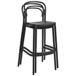 Wyld And Coco Nova Home Set Of 2 Black Polypropylene Bar Chairs, Weather-Resistant, Stackable - thumbnail 7