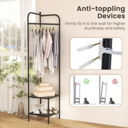 Costway Corner Coat Rack Freestanding Hall Tree Entryway Storage Organizer - thumbnail 8