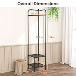 Costway Corner Coat Rack Freestanding Hall Tree Entryway Storage Organizer - thumbnail 3