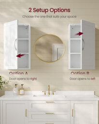 LEDREM Bathroom Wall Cabinet, Wall-Mounted Bathroom Storage Cabinet, Medicine Cabinet With Adjustable Shelves, Cloud White - thumbnail 6