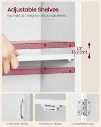LEDREM Bathroom Wall Cabinet, Wall-Mounted Bathroom Storage Cabinet, Medicine Cabinet With Adjustable Shelves, Cloud White - thumbnail 5