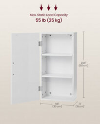 LEDREM Bathroom Wall Cabinet, Wall-Mounted Bathroom Storage Cabinet, Medicine Cabinet With Adjustable Shelves, Cloud White - thumbnail 7