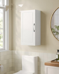 LEDREM Bathroom Wall Cabinet, Wall-Mounted Bathroom Storage Cabinet, Medicine Cabinet With Adjustable Shelves, Cloud White - thumbnail 1