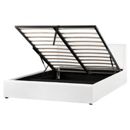 Beliani Ottoman Bed Boucle Montlaur 160 X 200 Cm (Eu King Size) White - thumbnail 4