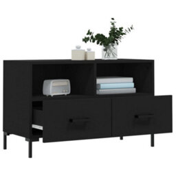 Berkfield Tv Cabinet Black 80X36X50 Cm Engineered Wood - thumbnail 4