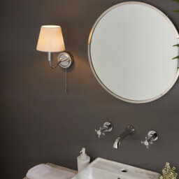 Anson Lighting Havana Bathroom Wall Light Finished In Chrome Plate And Ivory Fabric - thumbnail 6