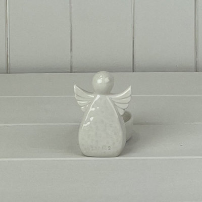 Satchville White Ceramic Angel Tealight Holder - image 1