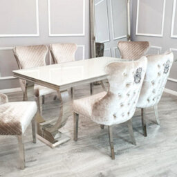 Stratus Interiors Arriana Marble Top Dining Table With Circular Metal Stand - White Marble - 1.5 Mt - thumbnail 8
