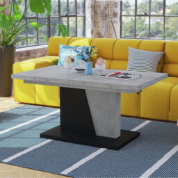 Heze Furniture Gala 2 In 1 Extending Coffee / Dining Table - Concrete / Black - thumbnail 5