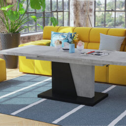 Heze Furniture Gala 2 In 1 Extending Coffee / Dining Table - Concrete / Black - thumbnail 4