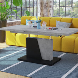Heze Furniture Gala 2 In 1 Extending Coffee / Dining Table - Concrete / Black