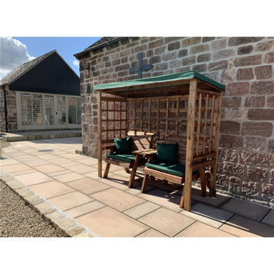 Marlborough Grand Harvey Classic Twin Seat Green Arbour With 2 X Grand Chair Cushion Green & 2 X Scatter Cushion Green - image 1
