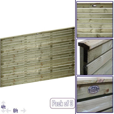 Premier Garden Supplies Roma Single Slotted (Pack Of 3) Width: 6Ft X Height: 4Ft Venetian Fence Panel/topper/trellis